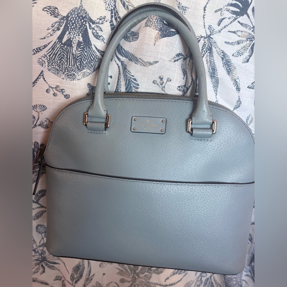 Kate Spade Blue Gray Textured Leather with Gold Logo